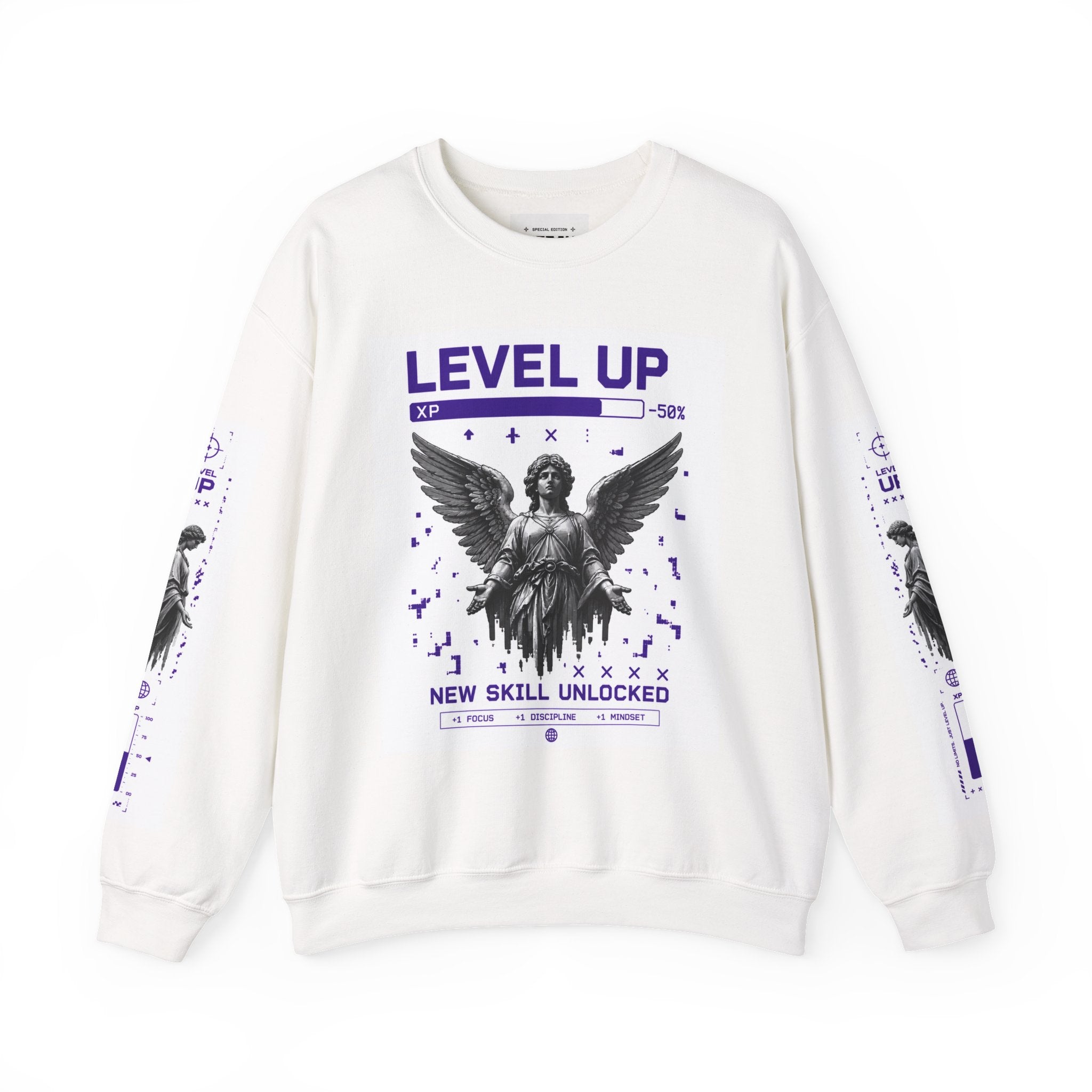 Merch Lobby™ - Level Up Angel Graphic Sweatshirt (New Skill Unlocked Crewneck)