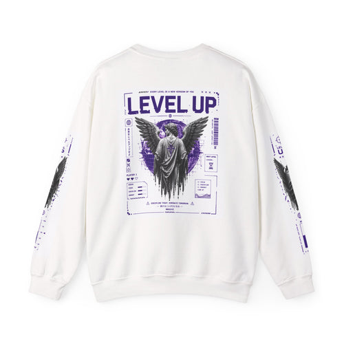 Merch Lobby™ Level Up Angel Graphic Sweatshirt – Retro Gaming Crewneck