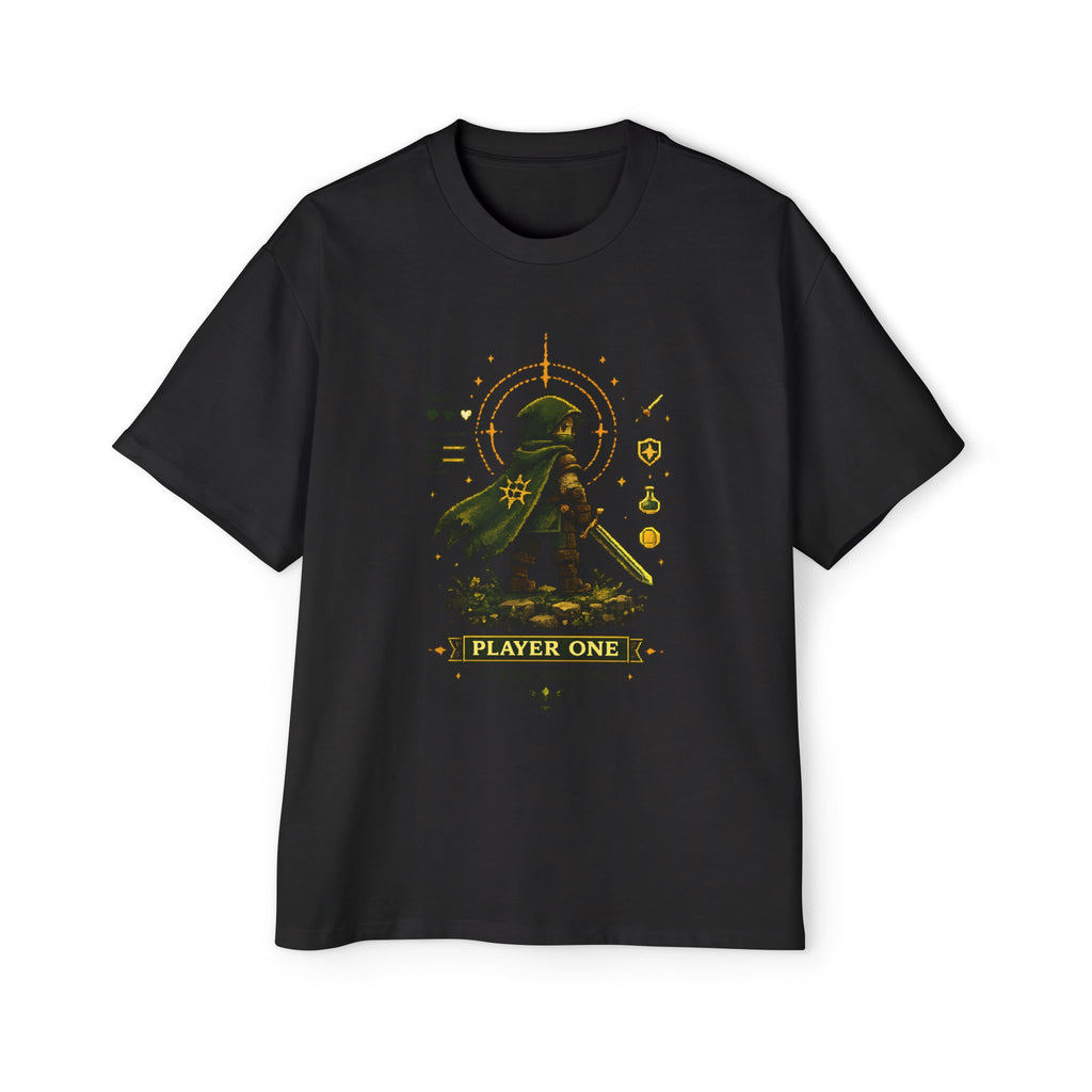 Merch Lobby™ - The Quest Never Ends Oversized T-Shirt (Retro Pixel RPG Graphic Tee)