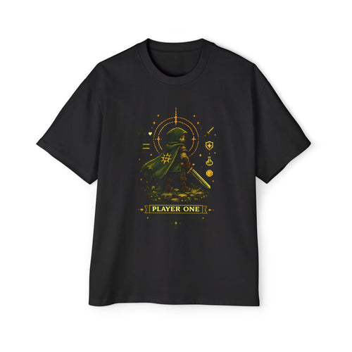 Merch Lobby™ - The Quest Never Ends Oversized T-Shirt (Retro Pixel RPG Graphic Tee)