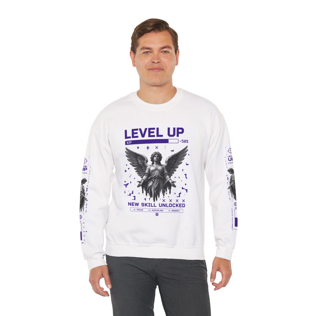 Merch Lobby™ - Level Up Angel Graphic Sweatshirt (New Skill Unlocked Crewneck)